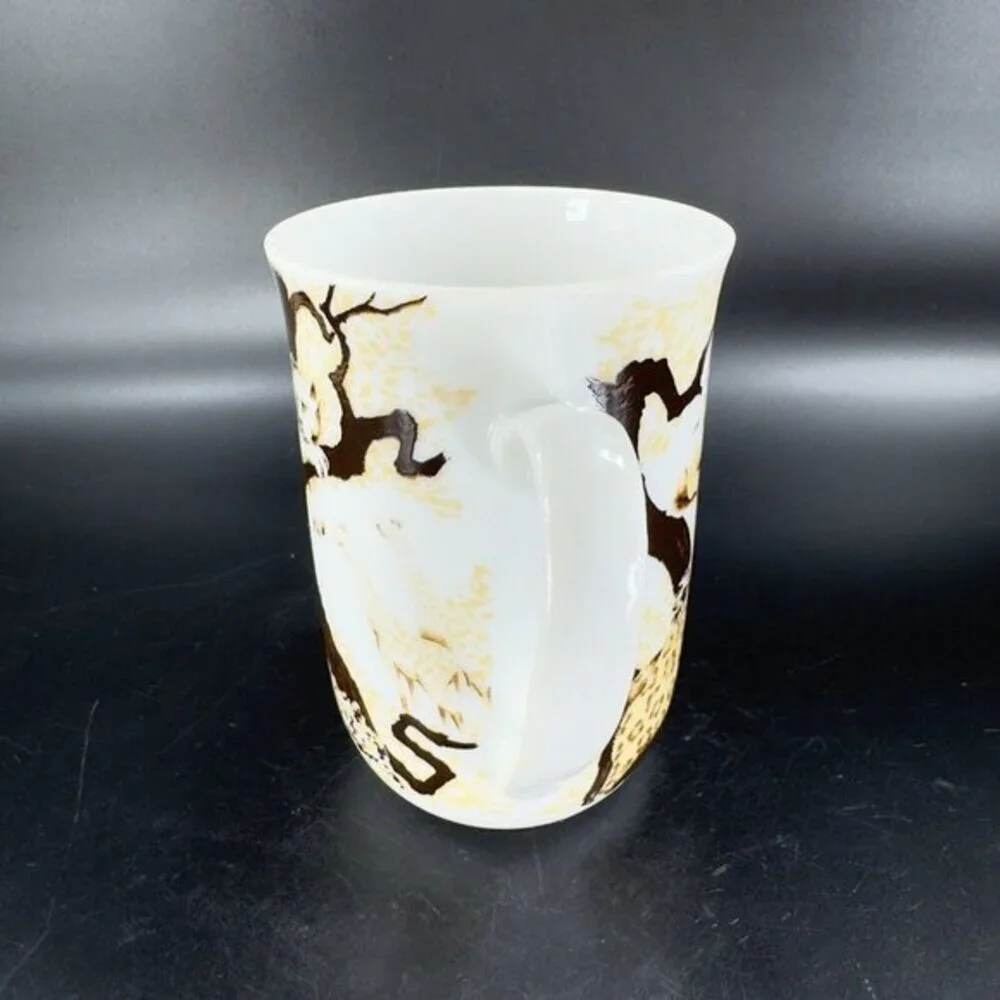 Vintage Toscany Porcelain Ranier Coffee Mug Cup 8oz Ceramic Lion Lionesses Set 2